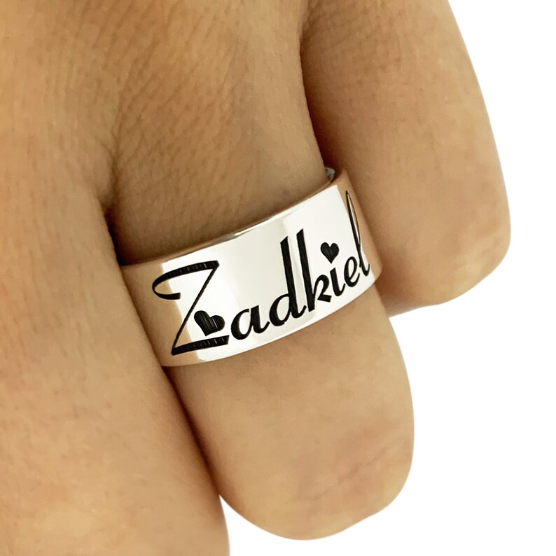 Personalized Silver Name Band Ring, Custom Wedding Band Ring, Engagement Ring, Personalized Name Ring, Silver Wedding Band Ring zdjęcie 1