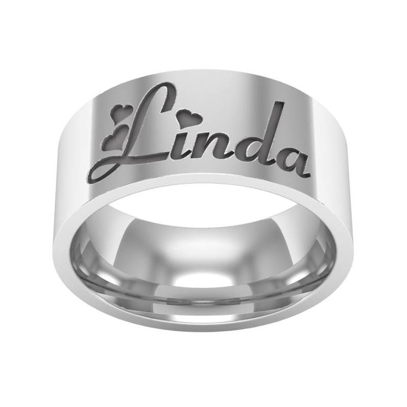 Personalized Silver Name Band Ring, Custom Wedding Band Ring, Engagement Ring, Personalized Name Ring, Silver Wedding Band Ring zdjęcie 3
