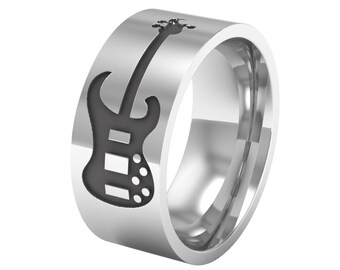 Guitar Band Ring, Silver Guitar Ring, Guitar Jewelry, Music Ring, Music Jewelry, Silver Ring, Guitarist Ring, Music Teacher Gift, Music Gift