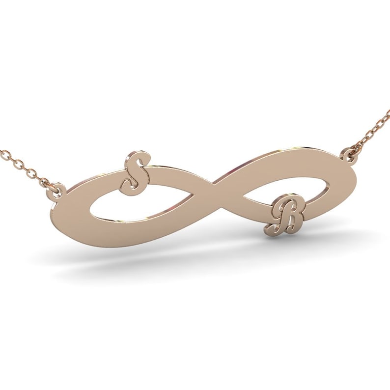 Silver Name Necklace Nameplate Necklace Infinity Necklace Two Initial Necklace Valentines Day Gift His and Her Initial Necklace