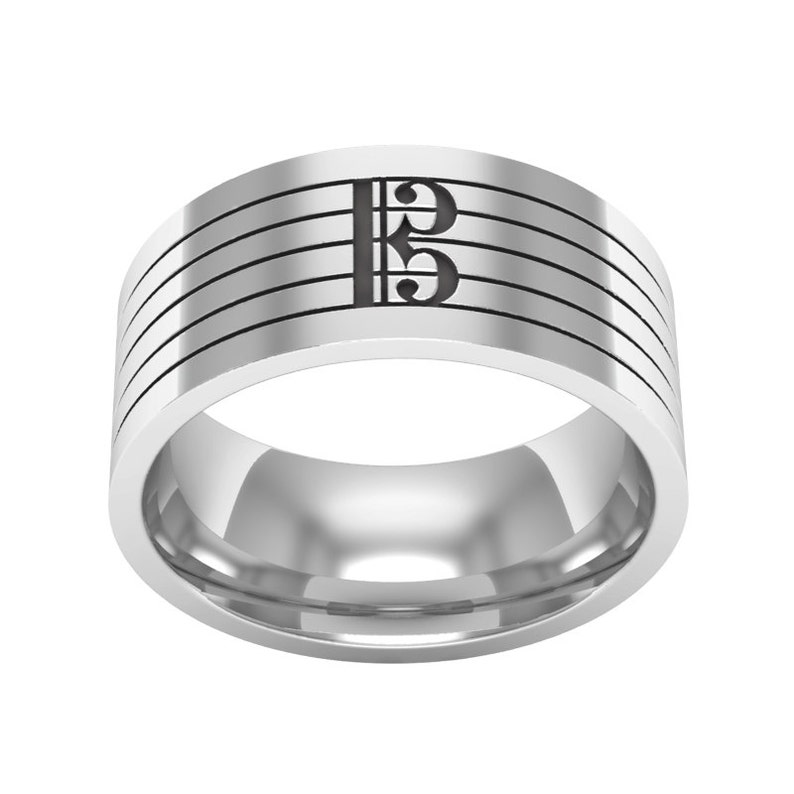 C Clef Silver Ring, C Clef Band Ring, Alto Clef Silver Ring, C Clef Jewelry, Music Jewelry, Music Ring, Music Teacher Gift, Musician Gift image 2