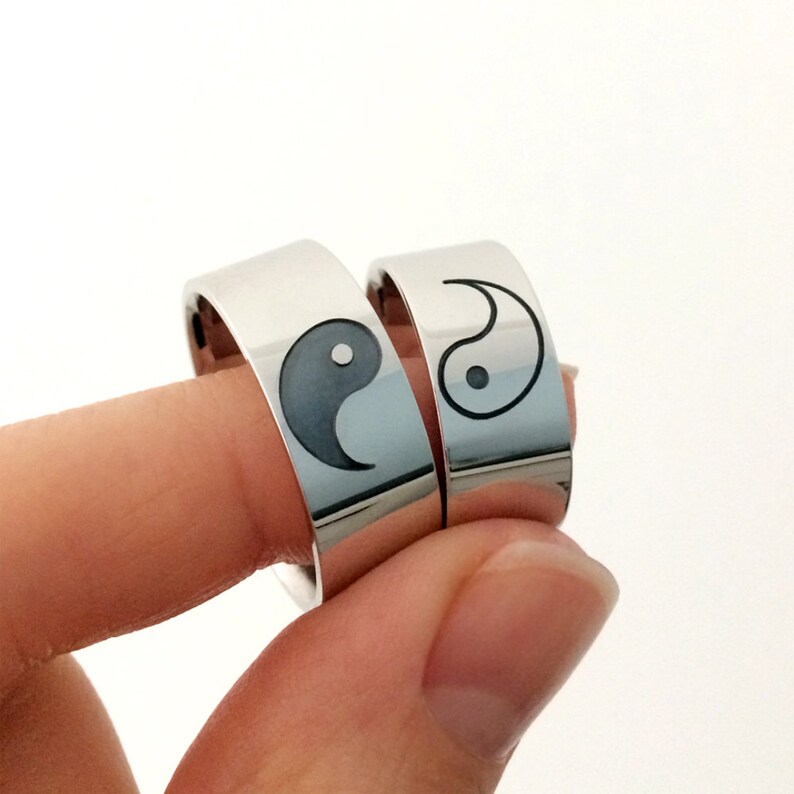 Yin Yang Couples Rings in Sterling Silver Metal Ying Yang Etsy
