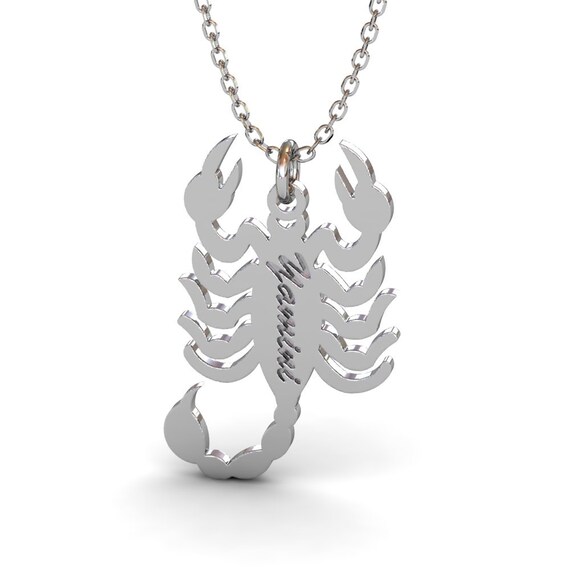Scorpion Necklace With Name in Sterling 