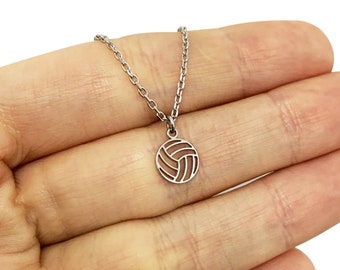 Dainty Volleyball Necklace in Sterling Silver Metal, Volleyball Pendant, Volleyball Team Gift, Volleyball Jewelry, Volleyball Coach Gift