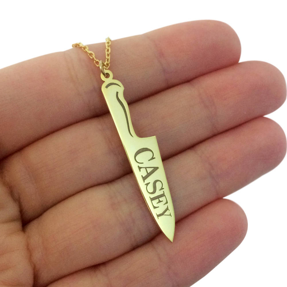 Custom Knife Name Necklace Personalized Name Necklace Chef Etsy
