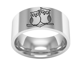 Silver Owl Ring, Mom and Baby Owl Ring, Owl Jewelry, Owl Wedding Band Ring, Engagement Ring, Animal Ring, Bird Ring