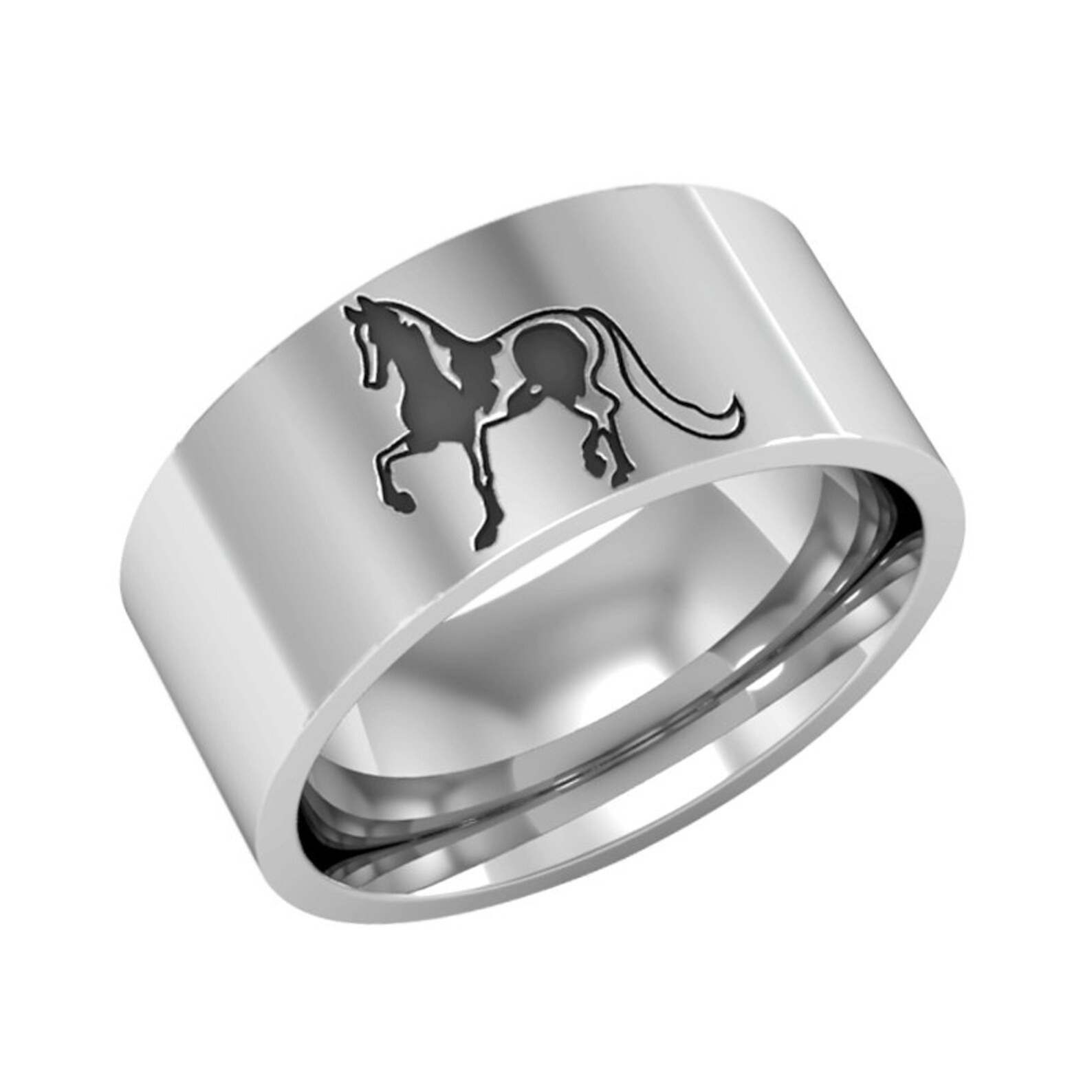 Silver Horse Ring Horse Band Ring Wedding Band Ring Etsy
