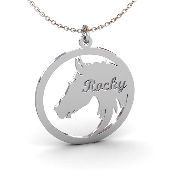 Sterling Silver Horse Necklace With Name Name Necklace Horse