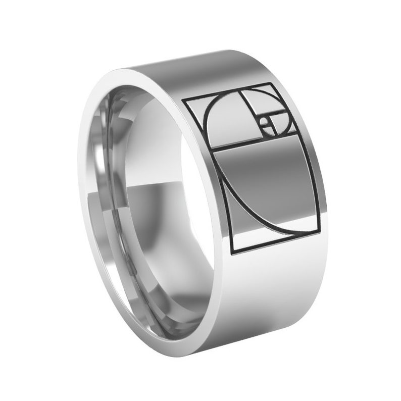 Anillo de banda de proporción dorada en metal de plata esterlina, anillo de Fibonacci, anillo de matemáticas, anillo de banda de plata, anillo de banda de boda, regalo de profesor de matemáticas imagen 4