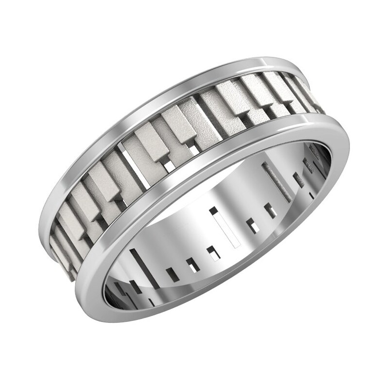 14K Solid Gold Piano Ring, Piano Wedding Ring, Piano Jewelry, Music Ring, White Gold Wedding Ring, Piano Jewelry, Pianist Ring, Piano Keys image 2