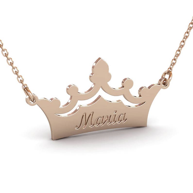 Custom Crown Name Necklace Personalized Name Necklace Crown Etsy