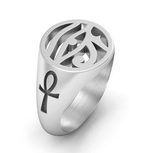 Men's Eye Of Horus Stainless Steel Ring – Egyptian Protection Symbol Signet Ring, Hypoallergenic & Scratch Resistant - View #10