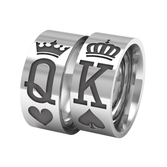Silver Adjustable Promising “Love Ring King Queen Couple Ring for Husband &  Wife / Men & Women / Boys & Girls / Boyfriends & Girlfriends & for Wedding  / Anniversary / Birthday Gift.