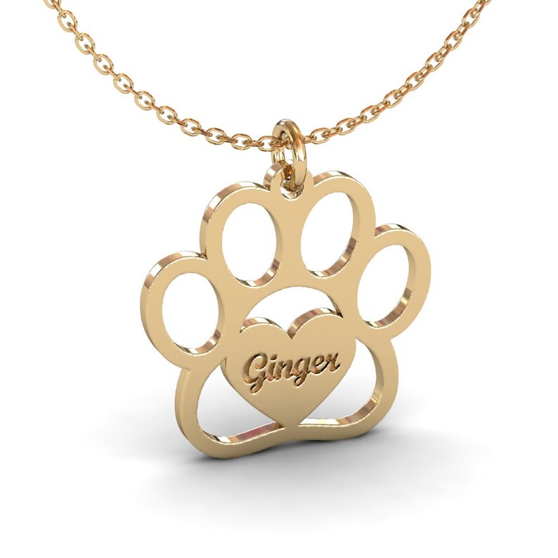 Custom Paw Necklace With Name Dog Paw Necklace Personalized | Etsy