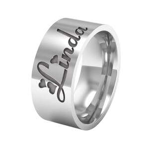 Personalized Silver Name Band Ring, Custom Wedding Band Ring, Engagement Ring, Personalized Name Ring, Silver Wedding Band Ring zdjęcie 4