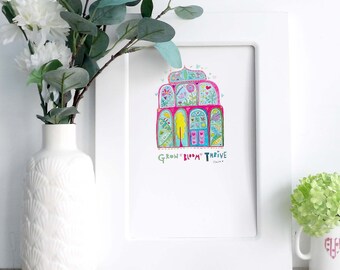 A4 print Grow thrive bloom greenhouse A4 print  -unmounted - unframed - Inspiring wall art - encouraging wall art - happy art