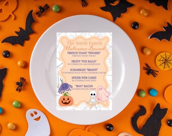 Modèle de menu de brunch d'Halloween : fête de famille, modifiable 5 x 7 (téléchargement numérique)