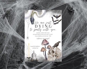 Modèle d'invitation à une fête d'Halloween effrayant : modèle modifiable (téléchargement numérique)