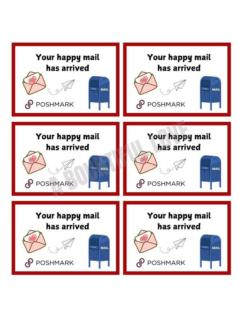 Ebay and Poshmark Shipping Box Label Printable for Resellers happy Mail