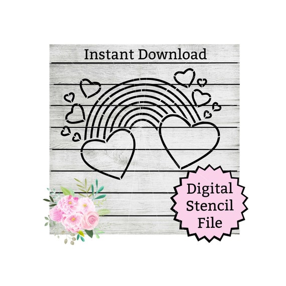 Download Valentine's day Rainbow hearts PYO cookie stencil file | Etsy