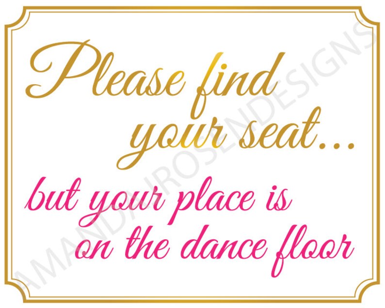 Seating Place Cards Wedding Sign Instant Digital Download Place Card