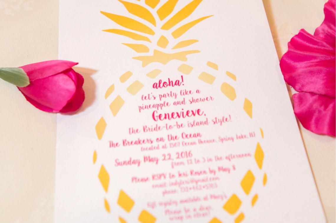 Pineapple Printable Party Invitation Custom Tropical | Etsy