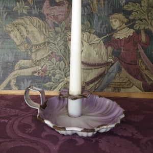 French Vintage Purple Enamel Candle Holder/Candlestick/ Circa 1930s