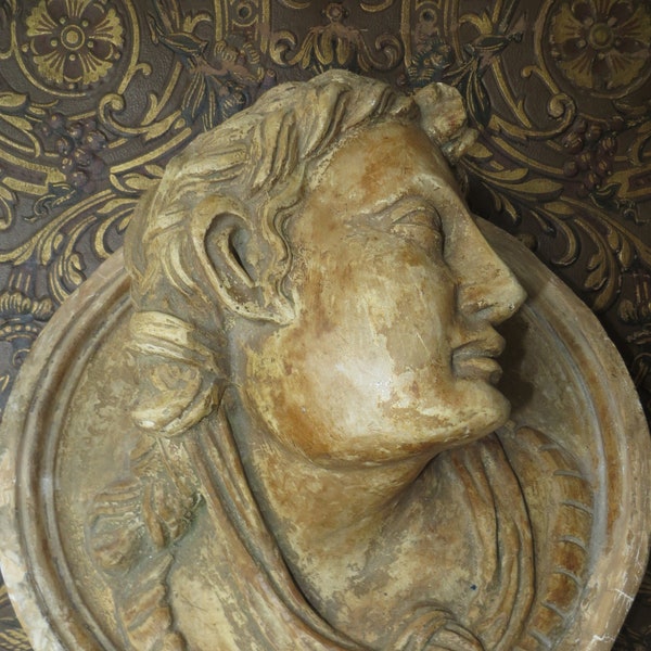 French 19th Century Plaster Maidens Face.