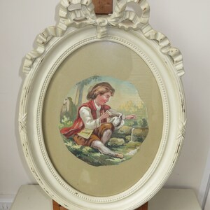 Antyczna francuska malowana karykatura Aubusson w ramce/około 1880 r.