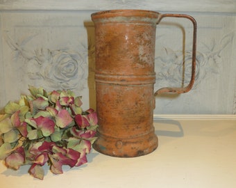 Vintage French Tin Tankard/Jug /Container/Rustic/Measure/ Home Décor/ Nordic Living/ Early 1900s/