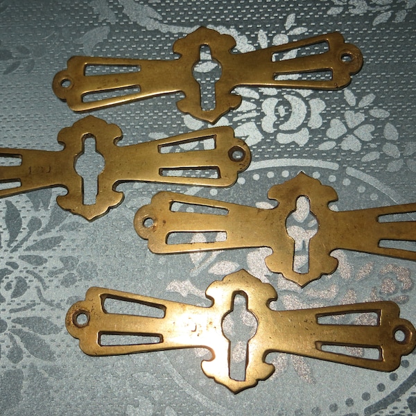 Set of 4 French Art Deco Brass Drawer/Armoire/ Escutcheons/1920s/