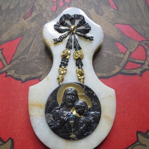 French Holy Water Font/Benitier/Onyx Base/ Early 20th Century.