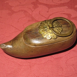 Antiguo clog francés / zapato de madera caja de tabaco / Tabacciana / 1910/20s