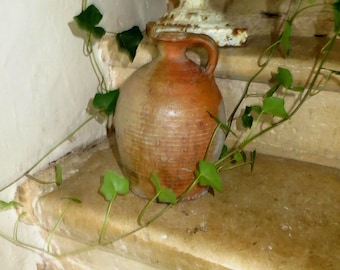 French Antique Stoneware Olive/Walnut Oil Jug/Antique Glazed Décor/Rustic/ Nordic Living