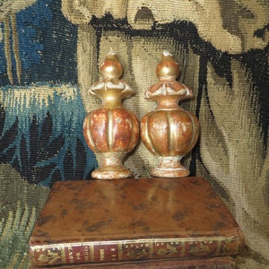 A Stunning Pair of French Antique Louis Philippe Wooden Gilded Finials/1830s Chateau Chic !!/Gilt Gesso Finial/turned Wood/Architectural