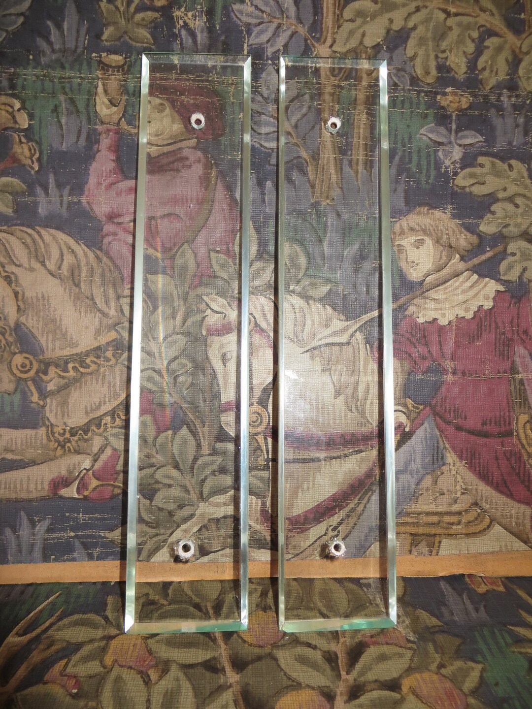 Pair of French Vintage Long Glass Door/push Plates/1930s/ Etsy