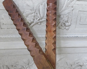 French Antique Treen Chestnut Scissor Opener/ Rustic/ Patina. 1880s