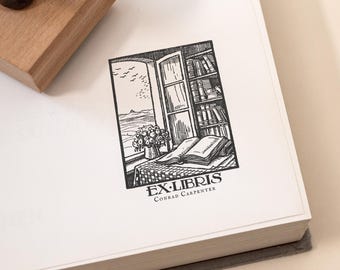 Vintage bladwijzerstempel - aangepaste ex-libris voor literatuurliefhebbers