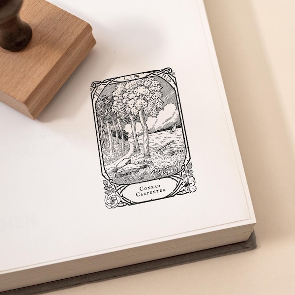 Sello personalizado para biblioteca familiar, regalo para amantes de los libros, de madera o autoentintable.