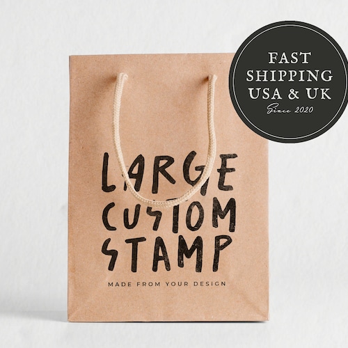 Large Logo Stamp Paper Gift Bag Custom Stamp Etsy