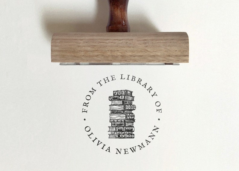 Personalised From The Library Of Stamp, Eco Reclaimed Oak Stamp image 1