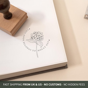 Hydrangea Ex Libris Stamp - Custom Book Stamp