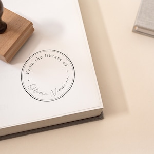 Library of Stamp, Custom Library Stamp, Eco Reclaimed Oak Stamp