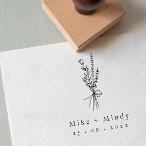 Wedding Stamp with Names and Date, Eco Reclaimed Oak Stamp