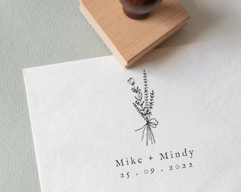 Rustic Wedding Stamp With Names and Date, Eco-friendly rubber stamp