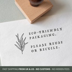 Eco-Friendly Packaging Rubber Stamp - Please Reuse or Recycle