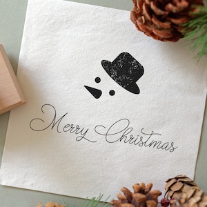 Schneemann Stempel, Lustige Schneemann Weihnachtskarte, Umweltfreundlicher Stempel