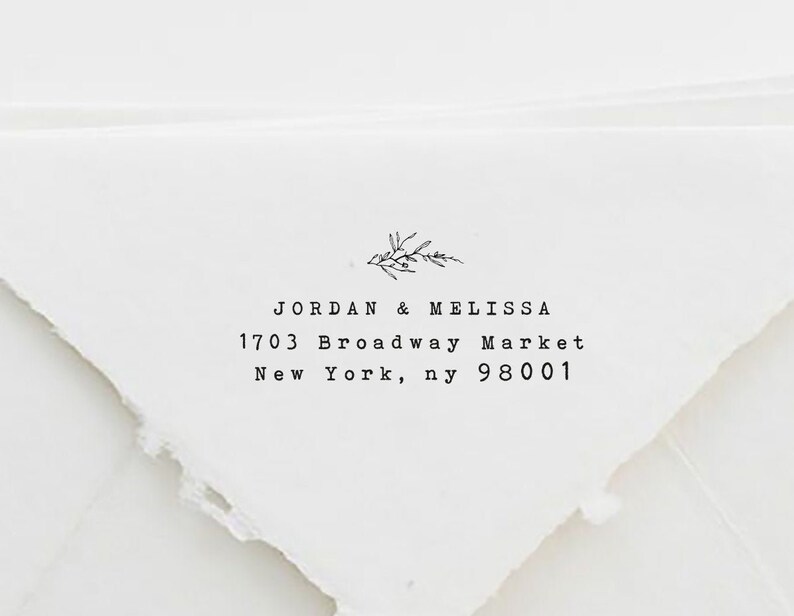 Typewriter Custom Stamp Typewriter Font Stamp Floral Address Etsy