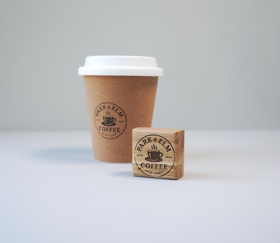 Custom Coffee Cup Rubber Stamp, Branded Takeaway Cups - Etsy Denmark