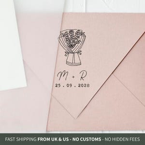 Custom Flower Bouquet Rubber Stamp for Wedding Stationery
